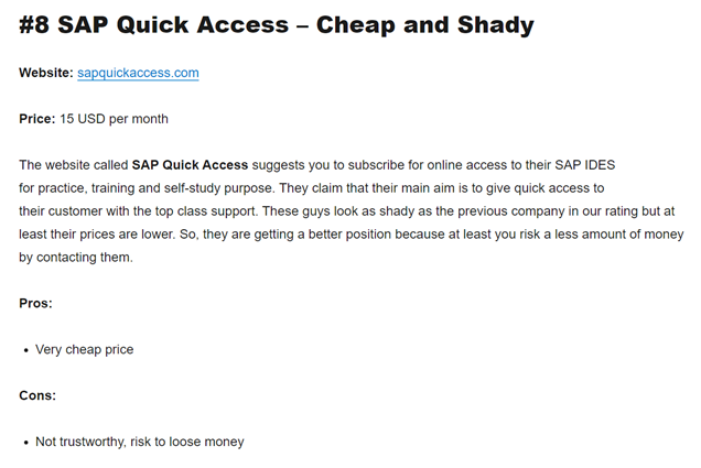SAP Quick Access